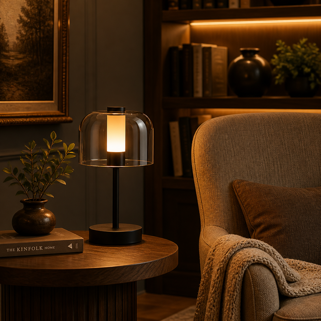 The Luxe Transparent Shade Rechargeable Table Lamp