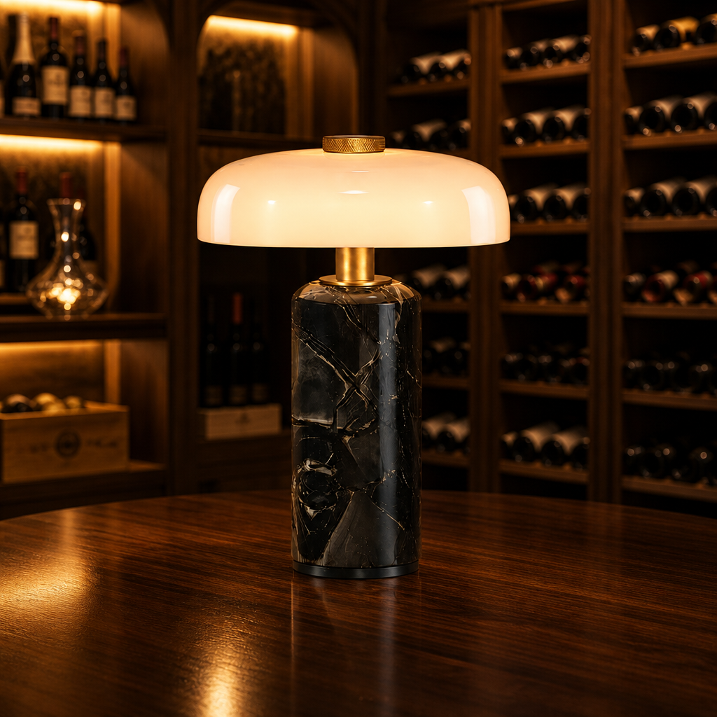 The Alder Cordless Marble Nightstand Lamp