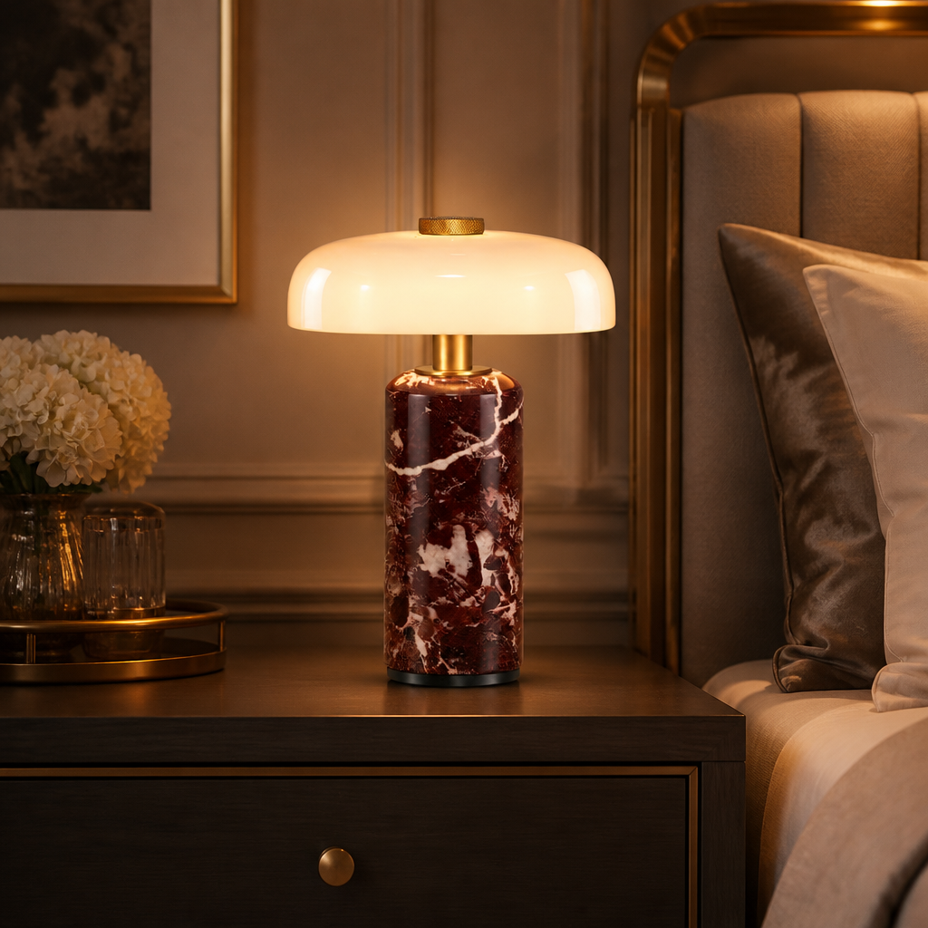 The Alder Cordless Marble Nightstand Lamp