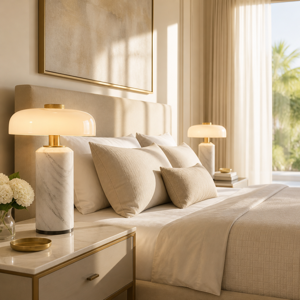 The Alder Cordless Marble Nightstand Lamp