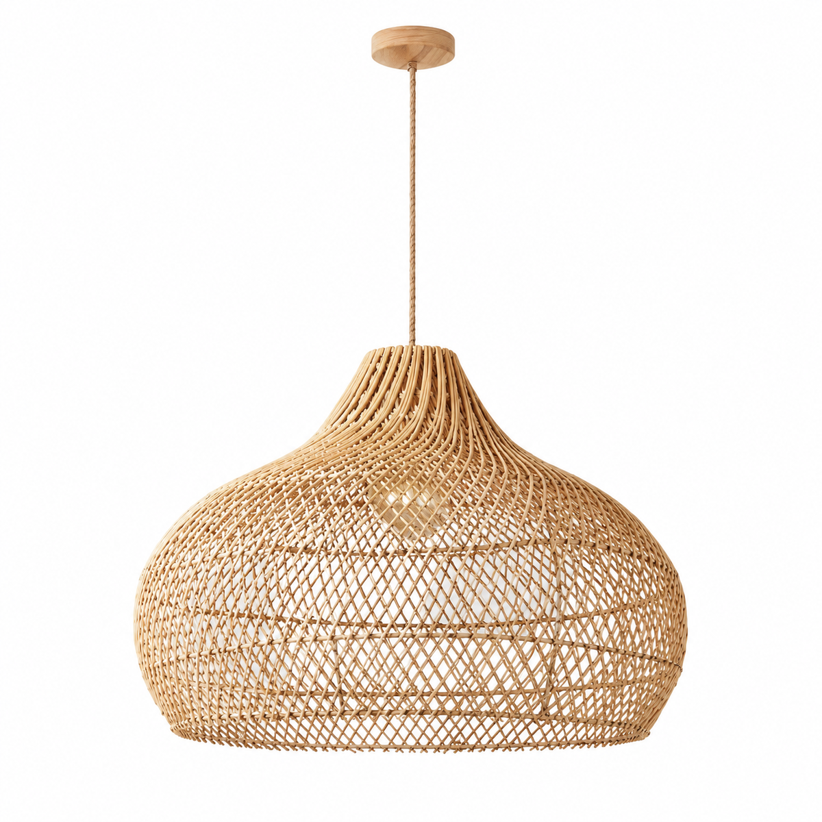 The Cora Woven Rattan Dome Pendant Light