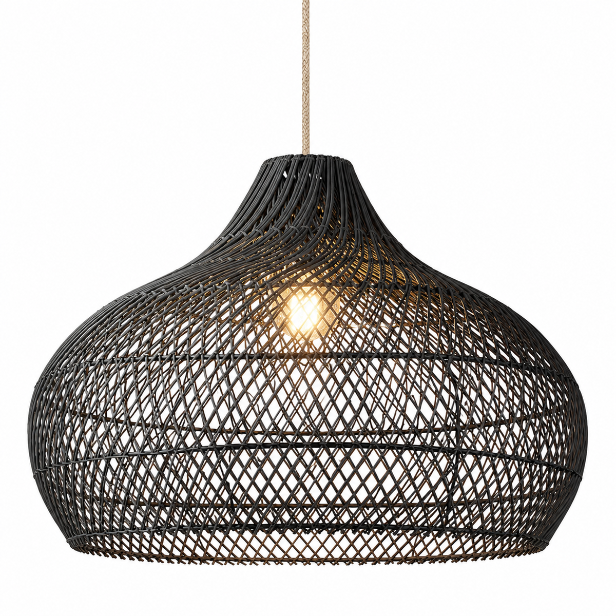 The Cora Woven Rattan Dome Pendant Light