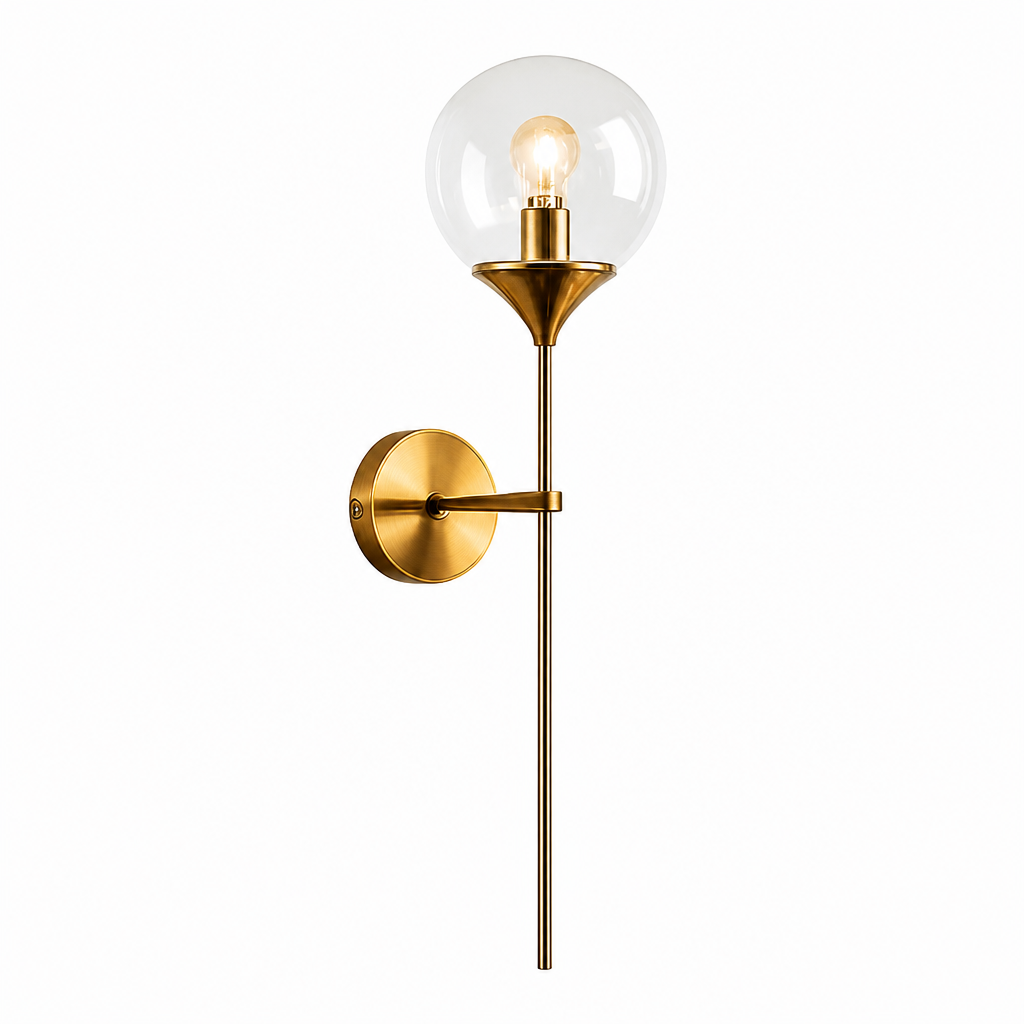 The Gold Arm Glass Globe Wall Sconce