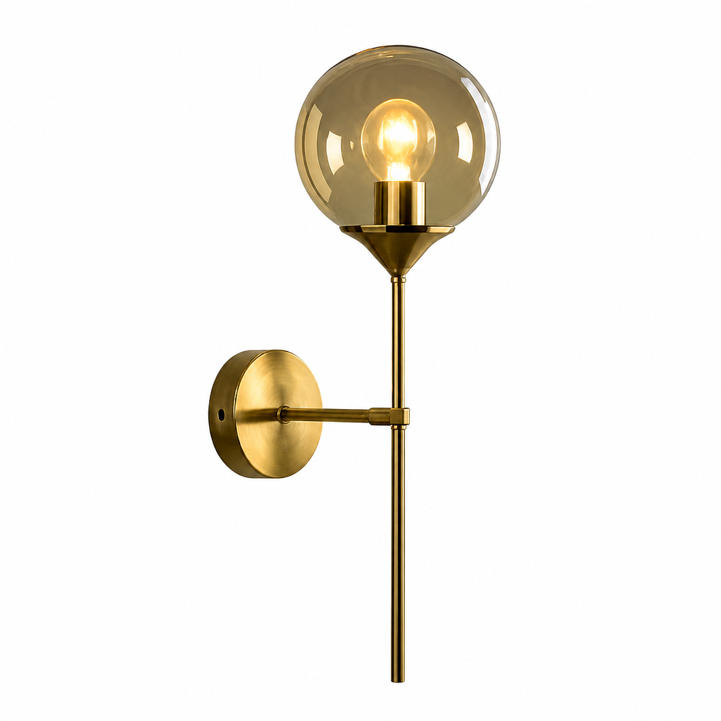 The Gold Arm Glass Globe Wall Sconce