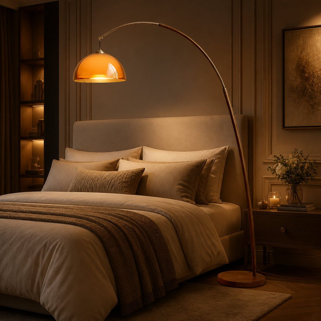 The Marlowe Walnut Arc Floor Lamp