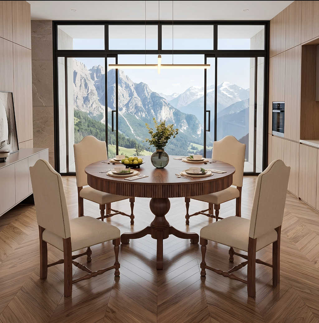 Owen Round Pedestal Dining Table with Storage Drawers