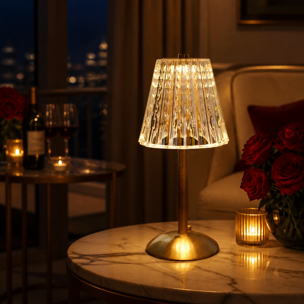 The Genevieve Faceted Crystal Table Lamp