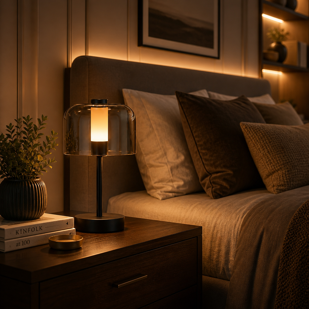 The Luxe Transparent Shade Rechargeable Table Lamp
