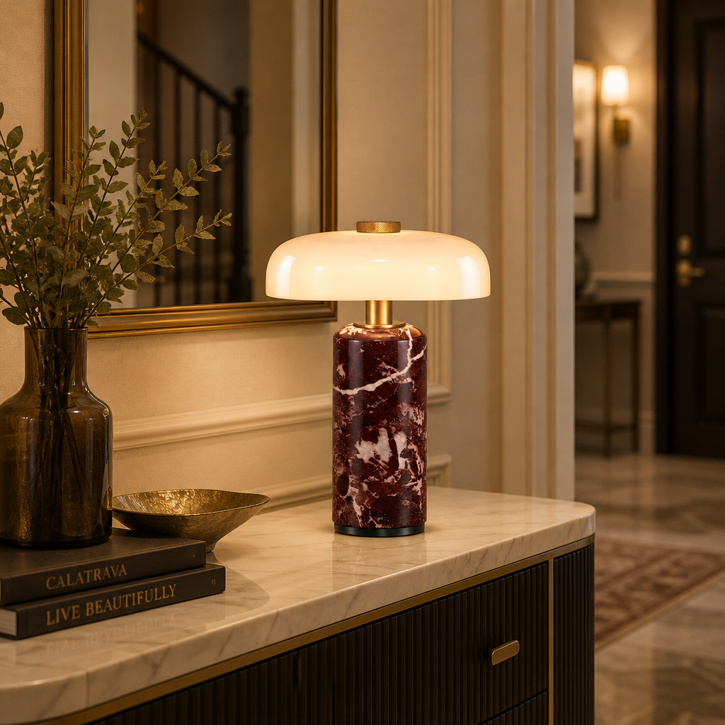 The Alder Cordless Marble Nightstand Lamp