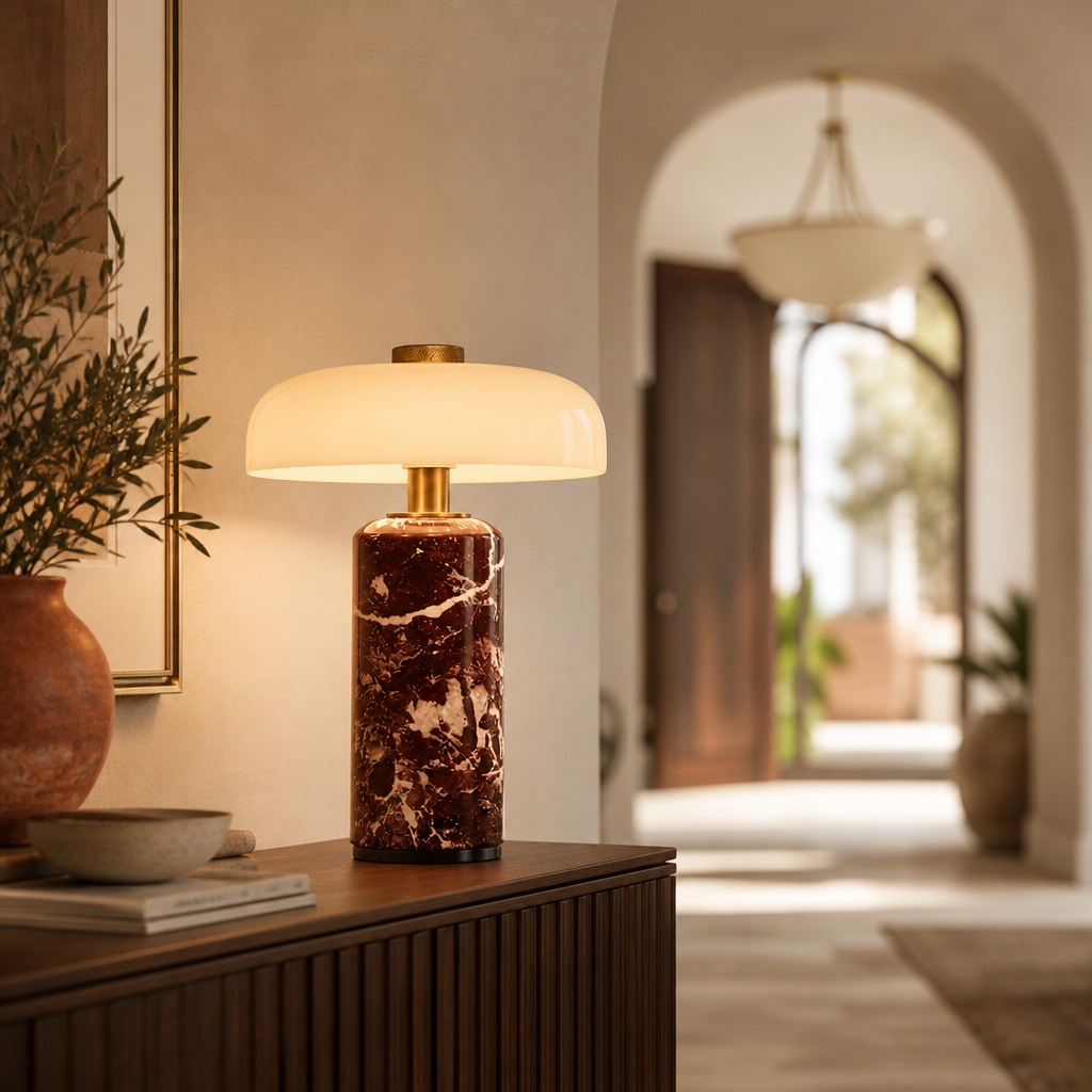 The Alder Cordless Marble Nightstand Lamp