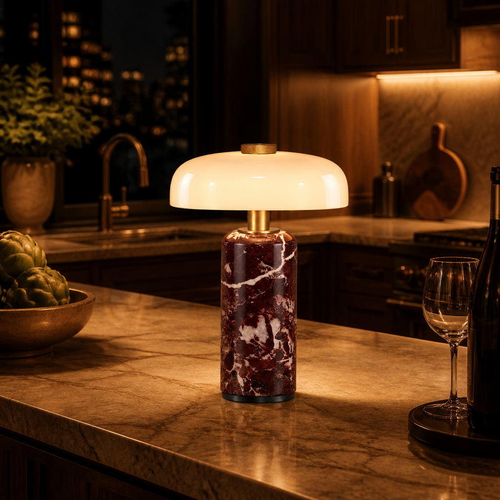 The Alder Cordless Marble Nightstand Lamp