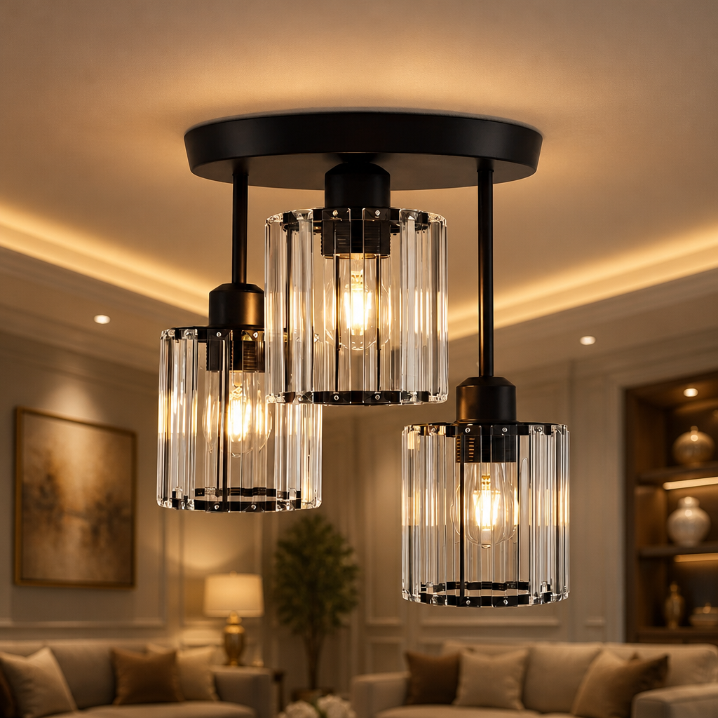 The Aurelia Crystal Semi-Flush Ceiling Light