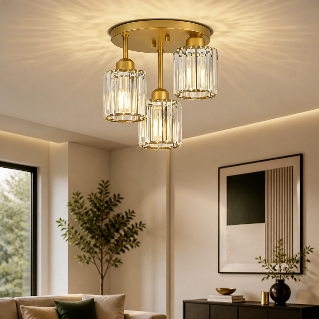 The Aurelia Crystal Semi-Flush Ceiling Light