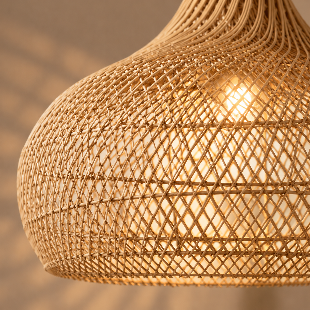 The Cora Woven Rattan Dome Pendant Light