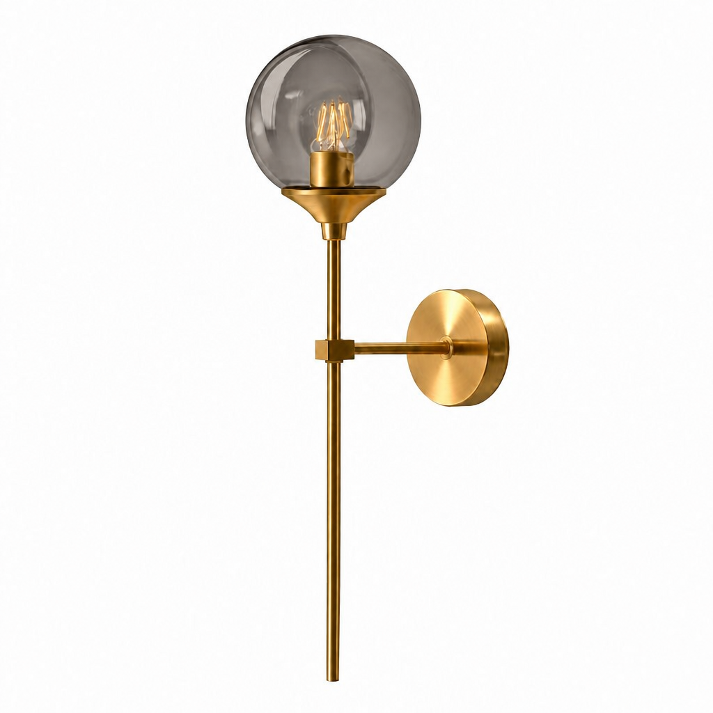 The Gold Arm Glass Globe Wall Sconce