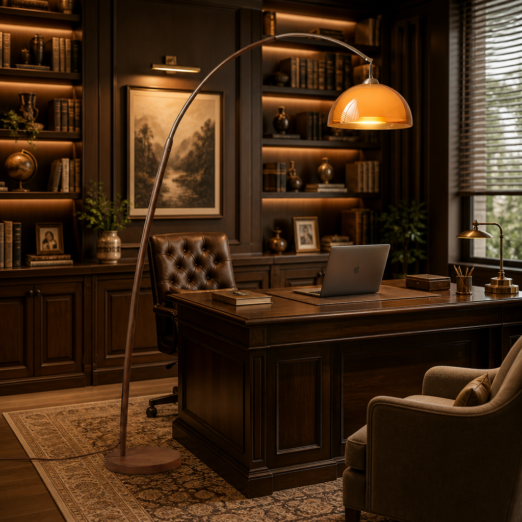 The Marlowe Walnut Arc Floor Lamp
