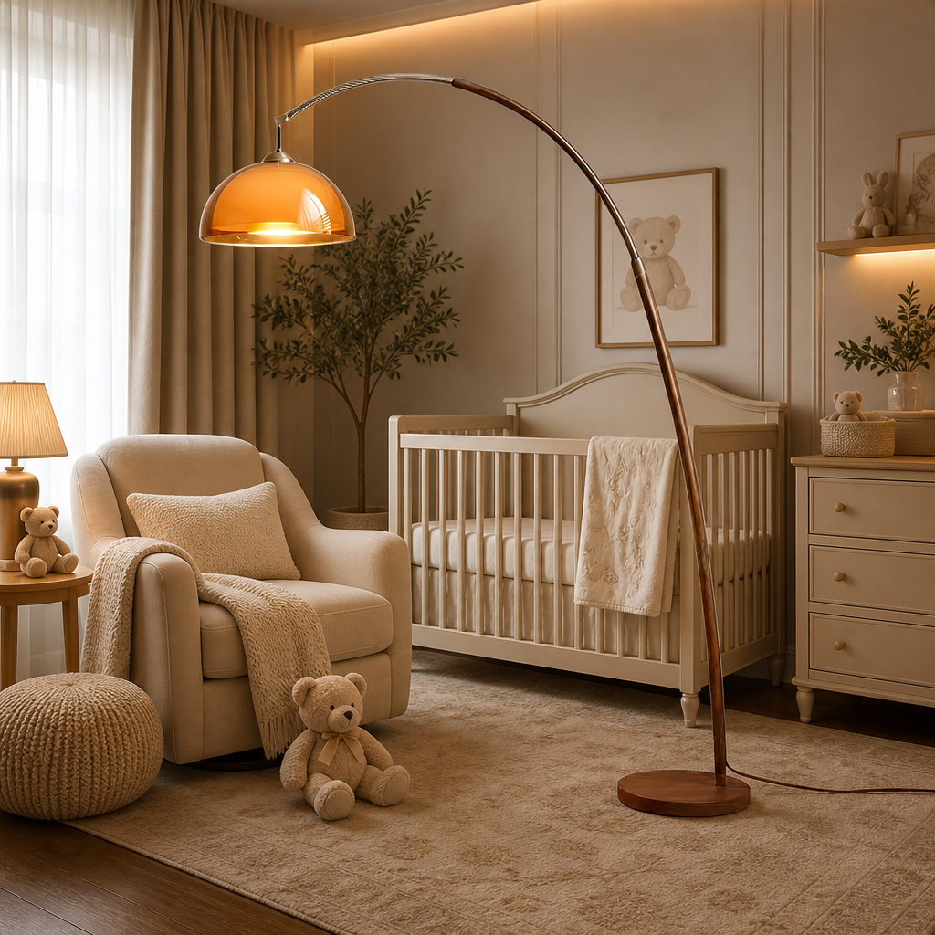 The Marlowe Walnut Arc Floor Lamp
