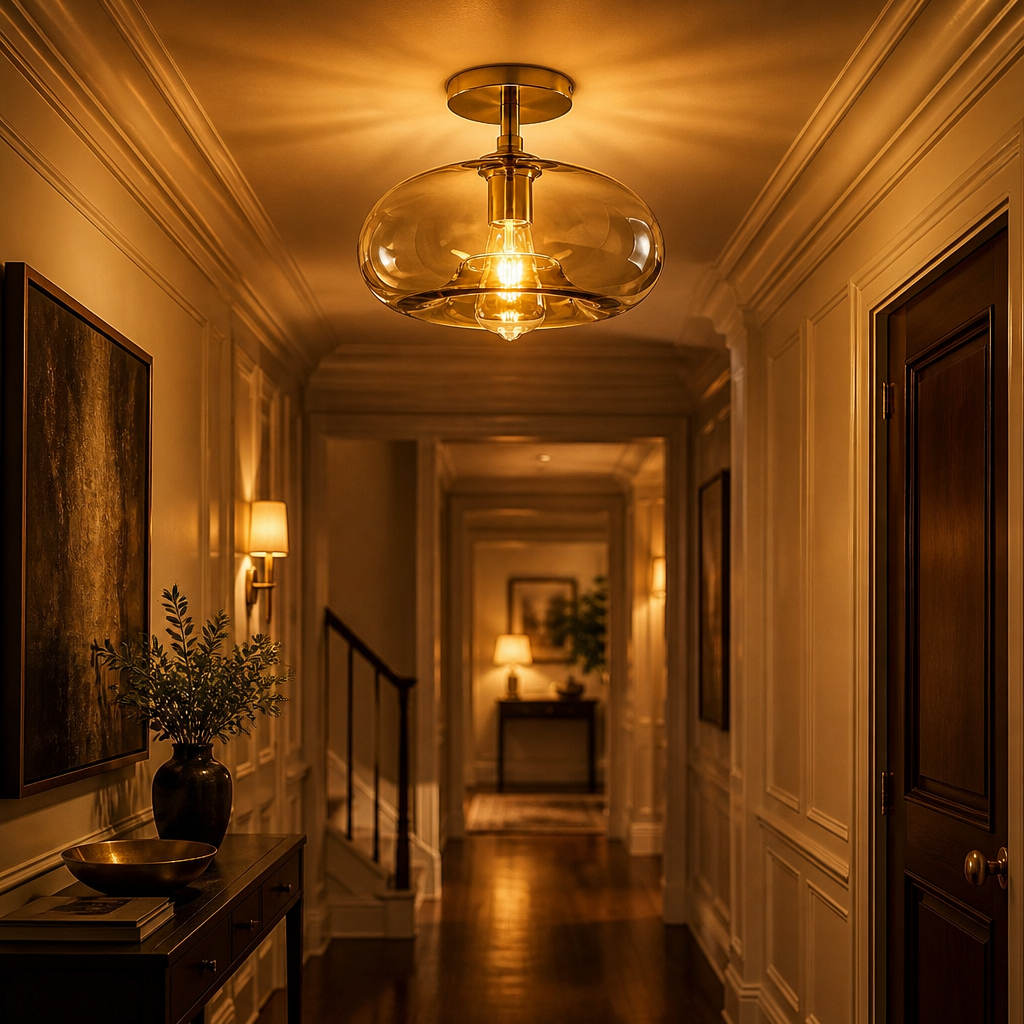 The Nordic Amber Glass Ceiling Light