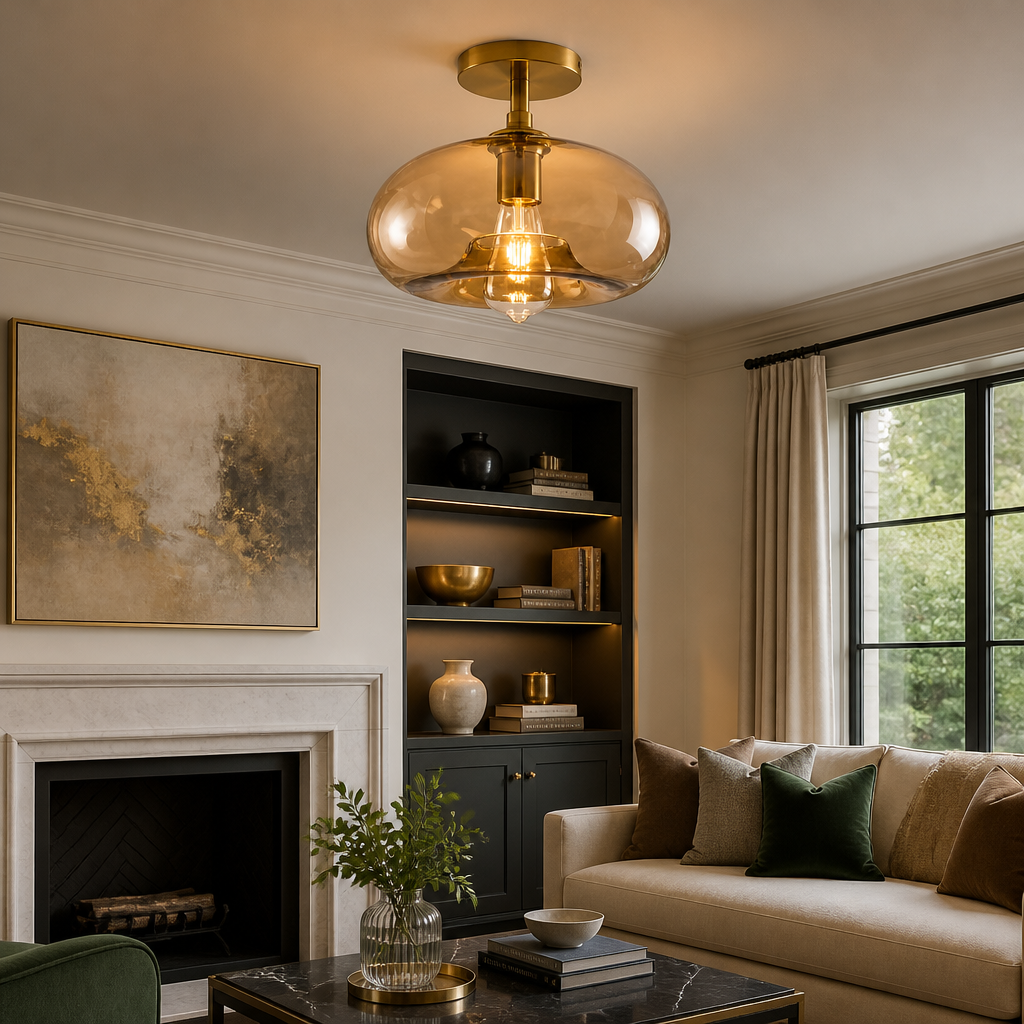 The Nordic Amber Glass Ceiling Light
