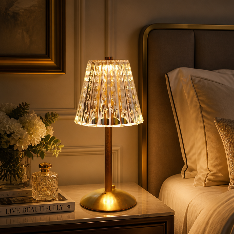 The Genevieve Faceted Crystal Table Lamp