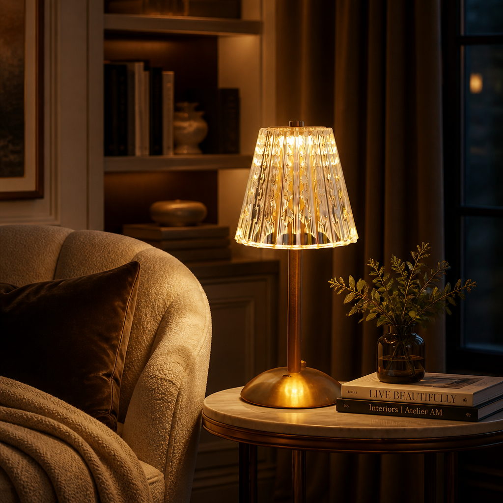 The Genevieve Faceted Crystal Table Lamp